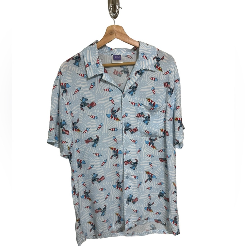 Disney Blue and Red Casual Button Down Shirt
